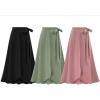 imageFlygo Womens High Waist Knitted Ruffle Irregular Hem Midi Skirt Frill Wrap Skirts DressArmy Green