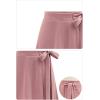 imageFlygo Womens High Waist Knitted Ruffle Irregular Hem Midi Skirt Frill Wrap Skirts DressArmy Green