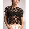 imageFlygo Womens Hollow Out Floral Lace Vest Cropped Embroideried Summer Crochet Coverup 2025 Trendy Blouse TopsBlack