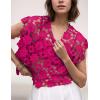 imageFlygo Womens Hollow Out Floral Lace Vest Cropped Embroideried Summer Crochet Coverup 2025 Trendy Blouse TopsRose Red
