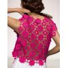 imageFlygo Womens Hollow Out Floral Lace Vest Cropped Embroideried Summer Crochet Coverup 2025 Trendy Blouse TopsRose Red