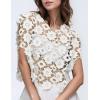 imageFlygo Womens Hollow Out Floral Lace Vest Cropped Embroideried Summer Crochet Coverup 2025 Trendy Blouse TopsWhite