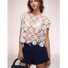 imageFlygo Womens Hollow Out Floral Lace Vest Cropped Embroideried Summer Crochet Coverup 2025 Trendy Blouse TopsWhite
