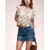 imageFlygo Womens Hollow Out Floral Lace Vest Cropped Embroideried Summer Crochet Coverup 2025 Trendy Blouse TopsWhite