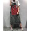 imageFlygo Womens Loose Baggy Midi Length Denim Jeans Jumpers Overall Pinafore Dress SkirtRed