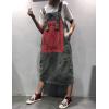 imageFlygo Womens Loose Baggy Midi Length Denim Jeans Jumpers Overall Pinafore Dress SkirtRed
