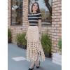 imageFlygo Womens Maxi Skirt 2025 Summer Boho Hollow Out Fringe Hem High Waisted Lace Long Skirts for Party Wedding BeachApricot