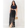 imageFlygo Womens Maxi Skirt 2025 Summer Boho Hollow Out Fringe Hem High Waisted Lace Long Skirts for Party Wedding BeachBlack