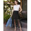 imageFlygo Womens Maxi Skirt 2025 Summer Boho Hollow Out Fringe Hem High Waisted Lace Long Skirts for Party Wedding BeachBlack