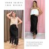 imageFlygo Womens Maxi Skirt 2025 Summer Boho Hollow Out Fringe Hem High Waisted Lace Long Skirts for Party Wedding BeachBlack