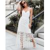imageFlygo Womens Maxi Skirt 2025 Summer Boho Hollow Out Fringe Hem High Waisted Lace Long Skirts for Party Wedding BeachWhite