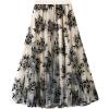 imageFlygo Womens Midi Long Tulle Skirts Dressy Casual Elegant ALine Elastic Waist Foliage Embroidery Mesh SkirtApricot