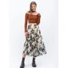 imageFlygo Womens Midi Long Tulle Skirts Dressy Casual Elegant ALine Elastic Waist Foliage Embroidery Mesh SkirtApricot