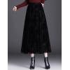 imageFlygo Womens Midi Long Tulle Skirts Dressy Casual Elegant ALine Elastic Waist Foliage Embroidery Mesh SkirtBlack