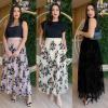 imageFlygo Womens Midi Long Tulle Skirts Dressy Casual Elegant ALine Elastic Waist Foliage Embroidery Mesh SkirtBlack