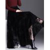 imageFlygo Womens Midi Long Tulle Skirts Dressy Casual Elegant ALine Elastic Waist Foliage Embroidery Mesh SkirtBlack