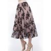 imageFlygo Womens Midi Long Tulle Skirts Dressy Casual Elegant ALine Elastic Waist Foliage Embroidery Mesh SkirtPink