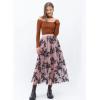imageFlygo Womens Midi Long Tulle Skirts Dressy Casual Elegant ALine Elastic Waist Foliage Embroidery Mesh SkirtPink