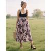 imageFlygo Womens Midi Long Tulle Skirts Dressy Casual Elegant ALine Elastic Waist Foliage Embroidery Mesh SkirtPink