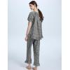 imageFlygo Womens Plaid 2 Piece Pajamas Sets Gingham Button Down Puff Sleeve Babydoll Shirt Ruffle Pants Y2K Pjs Lounge SetBlack
