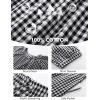 imageFlygo Womens Plaid 2 Piece Pajamas Sets Gingham Button Down Puff Sleeve Babydoll Shirt Ruffle Pants Y2K Pjs Lounge SetBlack