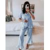 imageFlygo Womens Plaid 2 Piece Pajamas Sets Gingham Button Down Puff Sleeve Babydoll Shirt Ruffle Pants Y2K Pjs Lounge SetBlue