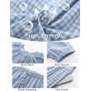 imageFlygo Womens Plaid 2 Piece Pajamas Sets Gingham Button Down Puff Sleeve Babydoll Shirt Ruffle Pants Y2K Pjs Lounge SetBlue
