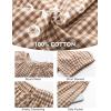 imageFlygo Womens Plaid 2 Piece Pajamas Sets Gingham Button Down Puff Sleeve Babydoll Shirt Ruffle Pants Y2K Pjs Lounge SetBrown
