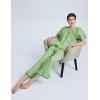 imageFlygo Womens Plaid 2 Piece Pajamas Sets Gingham Button Down Puff Sleeve Babydoll Shirt Ruffle Pants Y2K Pjs Lounge SetLightgreen