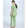 imageFlygo Womens Plaid 2 Piece Pajamas Sets Gingham Button Down Puff Sleeve Babydoll Shirt Ruffle Pants Y2K Pjs Lounge SetLightgreen