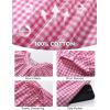 imageFlygo Womens Plaid 2 Piece Pajamas Sets Gingham Button Down Puff Sleeve Babydoll Shirt Ruffle Pants Y2K Pjs Lounge SetRose