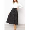 imageFlygo Womens Polka Dot Mid Length Pleated Skirt High Waisted Swing Skirts with PocketsBlack