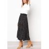 imageFlygo Womens Polka Dot Mid Length Pleated Skirt High Waisted Swing Skirts with PocketsBlack