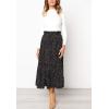 imageFlygo Womens Polka Dot Mid Length Pleated Skirt High Waisted Swing Skirts with PocketsBlack