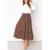 imageFlygo Womens Polka Dot Mid Length Pleated Skirt High Waisted Swing Skirts with PocketsCoffee