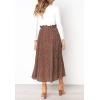 imageFlygo Womens Polka Dot Mid Length Pleated Skirt High Waisted Swing Skirts with PocketsCoffee