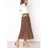 imageFlygo Womens Polka Dot Mid Length Pleated Skirt High Waisted Swing Skirts with PocketsCoffee