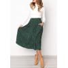 imageFlygo Womens Polka Dot Mid Length Pleated Skirt High Waisted Swing Skirts with PocketsGreen