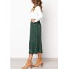 imageFlygo Womens Polka Dot Mid Length Pleated Skirt High Waisted Swing Skirts with PocketsGreen