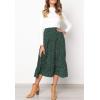 imageFlygo Womens Polka Dot Mid Length Pleated Skirt High Waisted Swing Skirts with PocketsGreen