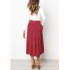 imageFlygo Womens Polka Dot Mid Length Pleated Skirt High Waisted Swing Skirts with PocketsRed