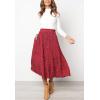 imageFlygo Womens Polka Dot Mid Length Pleated Skirt High Waisted Swing Skirts with PocketsRed