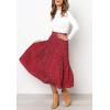 imageFlygo Womens Polka Dot Mid Length Pleated Skirt High Waisted Swing Skirts with PocketsRed