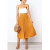 imageFlygo Womens Polka Dot Mid Length Pleated Skirt High Waisted Swing Skirts with PocketsYellow