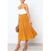 imageFlygo Womens Polka Dot Mid Length Pleated Skirt High Waisted Swing Skirts with PocketsYellow