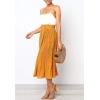 imageFlygo Womens Polka Dot Mid Length Pleated Skirt High Waisted Swing Skirts with PocketsYellow