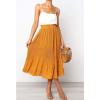 imageFlygo Womens Polka Dot Mid Length Pleated Skirt High Waisted Swing Skirts with PocketsYellow