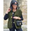 imageFlygo Womens Sleeveless Crop Chunky Knit Cardigan Trendy Button Down Cropped Knitted Sweater Vest Tops with PocketsArmy Green