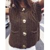 imageFlygo Womens Sleeveless Crop Chunky Knit Cardigan Trendy Button Down Cropped Knitted Sweater Vest Tops with PocketsCoffee