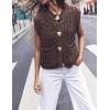imageFlygo Womens Sleeveless Crop Chunky Knit Cardigan Trendy Button Down Cropped Knitted Sweater Vest Tops with PocketsCoffee